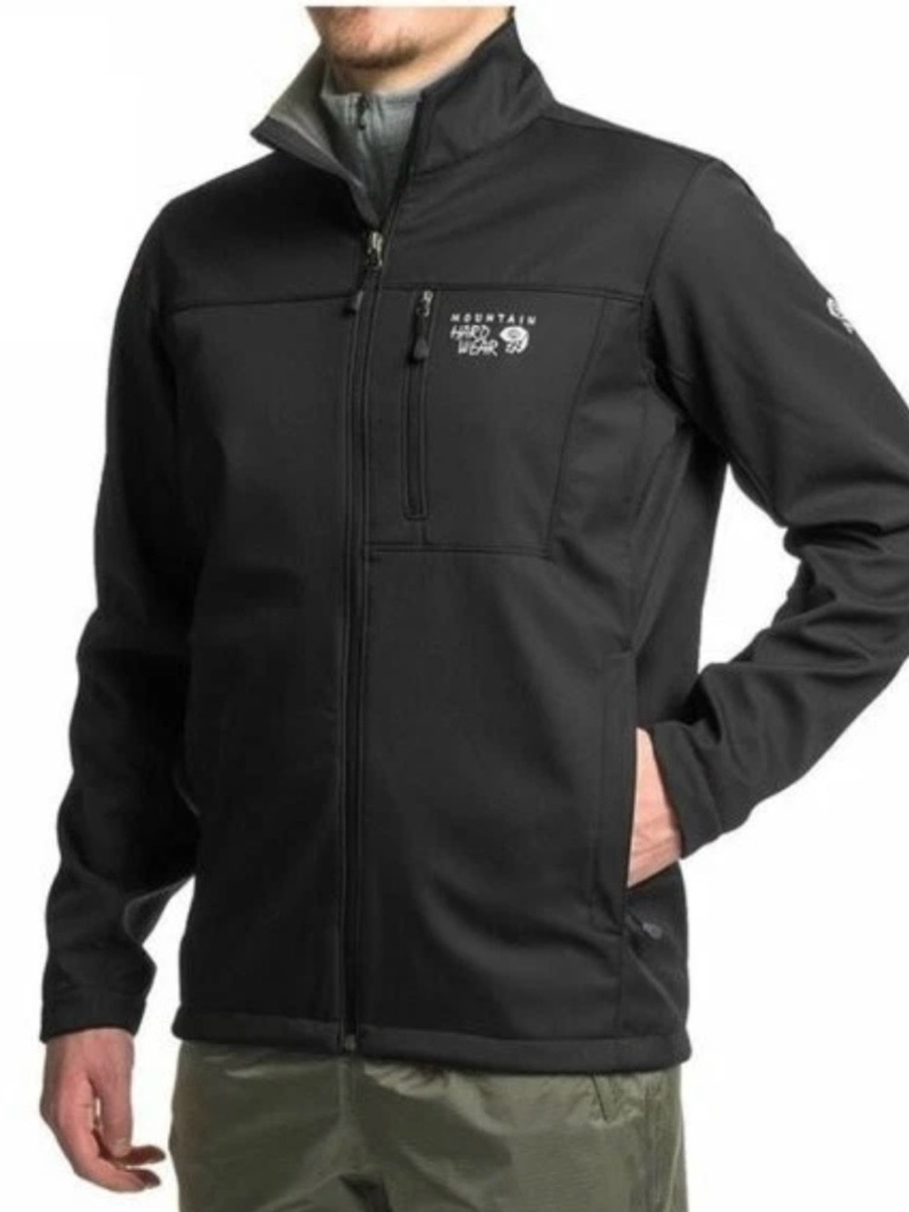 MOUNTAIN HARDWEAR Softshell Jacket Black Fleece Lined Full Zip Men S Hiking